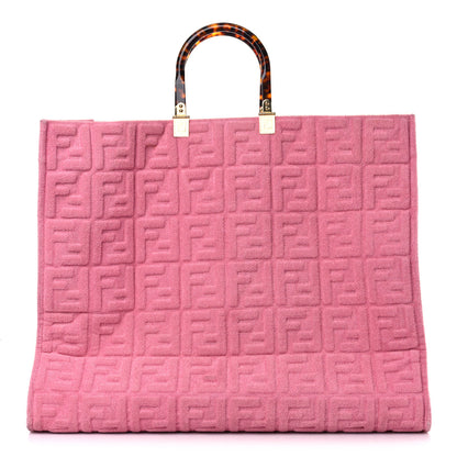 Fendi Terrycloth Plexiglass FF Embossed XL Fendi Sunshine Shopper Tote Lollypop 1 of 14