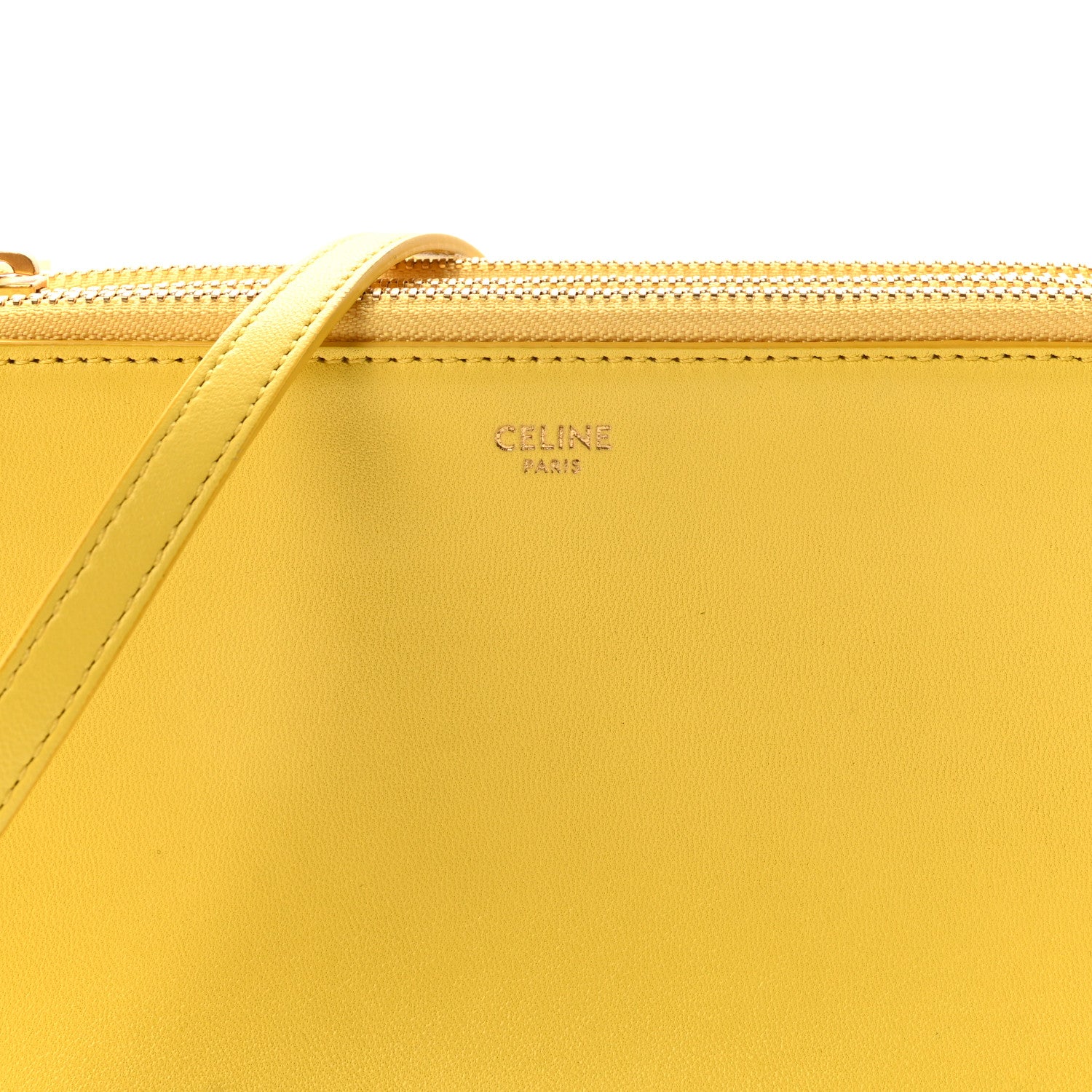 Celine Lambskin Small Trio Crossbody Bag Citron 8 of 10