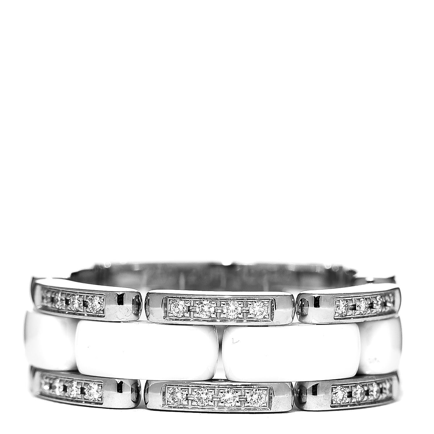 Chanel 18K White Gold Ceramic Diamond Medium Ultra Ring White 56 7.5 1 of 4