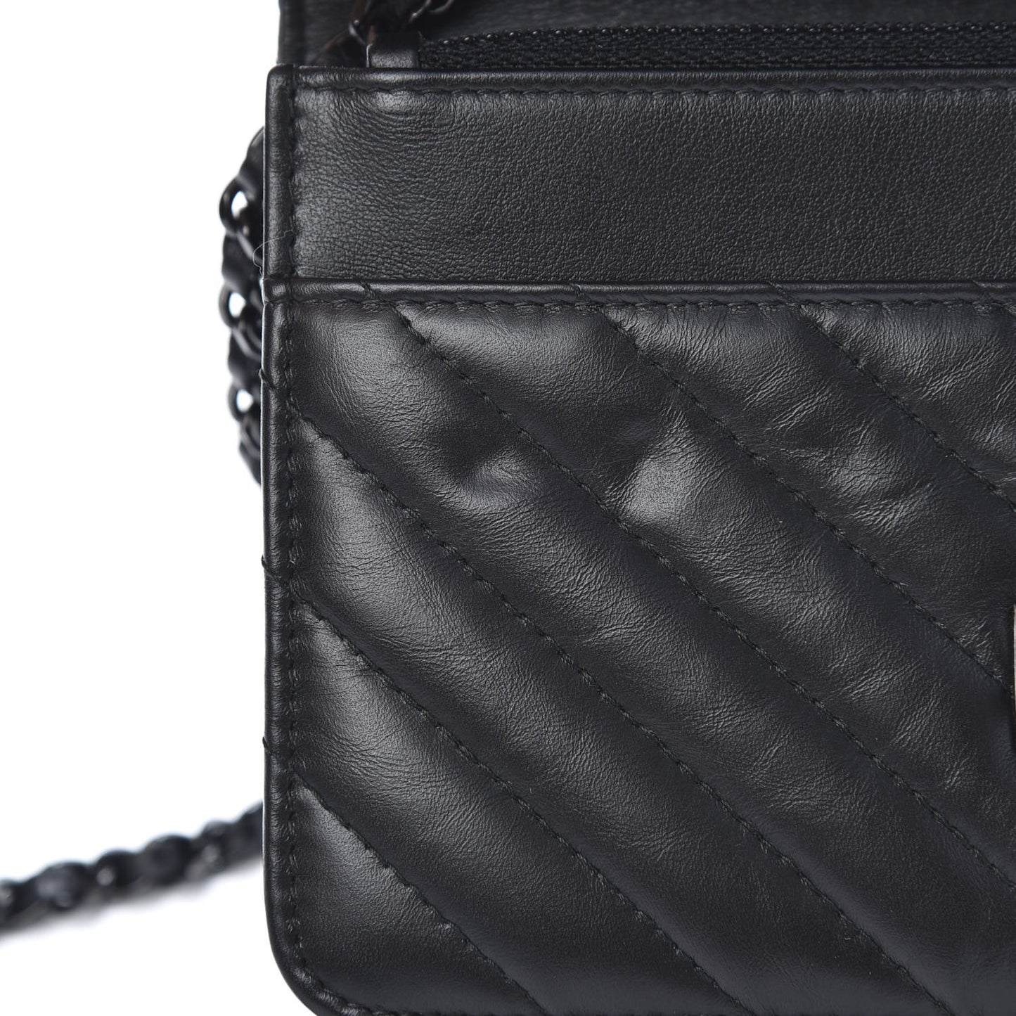 Aged Calfskin Chevron Quilted Reissue Wallet On Chain WOC So Black