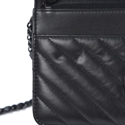 Chanel Aged Calfskin Chevron Quilted Reissue Wallet On Chain WOC So Black 12 of 13