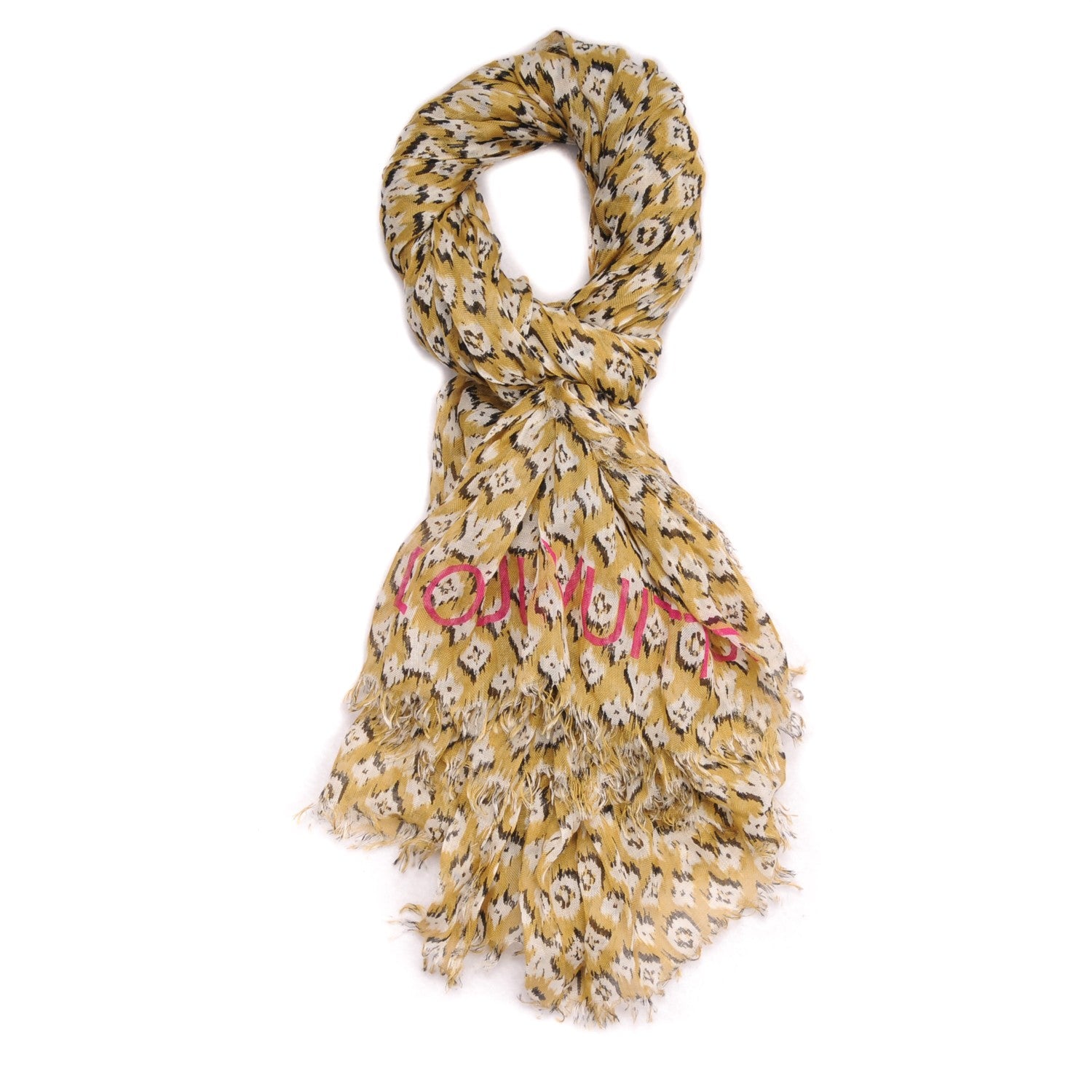 Louis Vuitton Cashmere Silk Mongram Ikat Stole Moutard 1 of 6