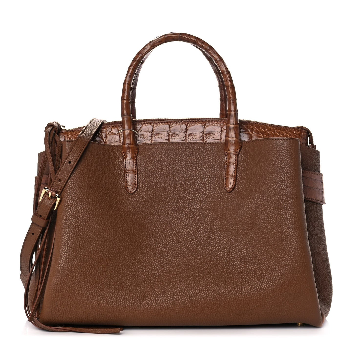 Calfskin Crocodile Cristie Satchel Brown