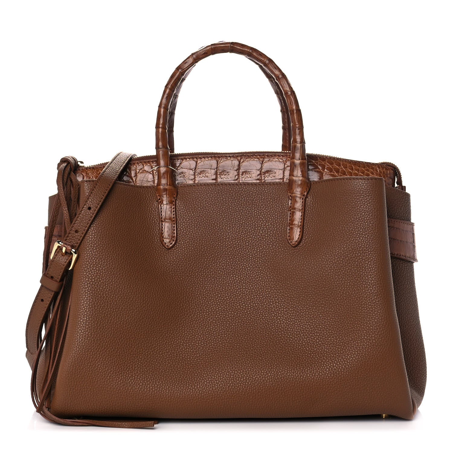 Nancy Gonzalez Calfskin Crocodile Cristie Satchel Brown 1 of 13