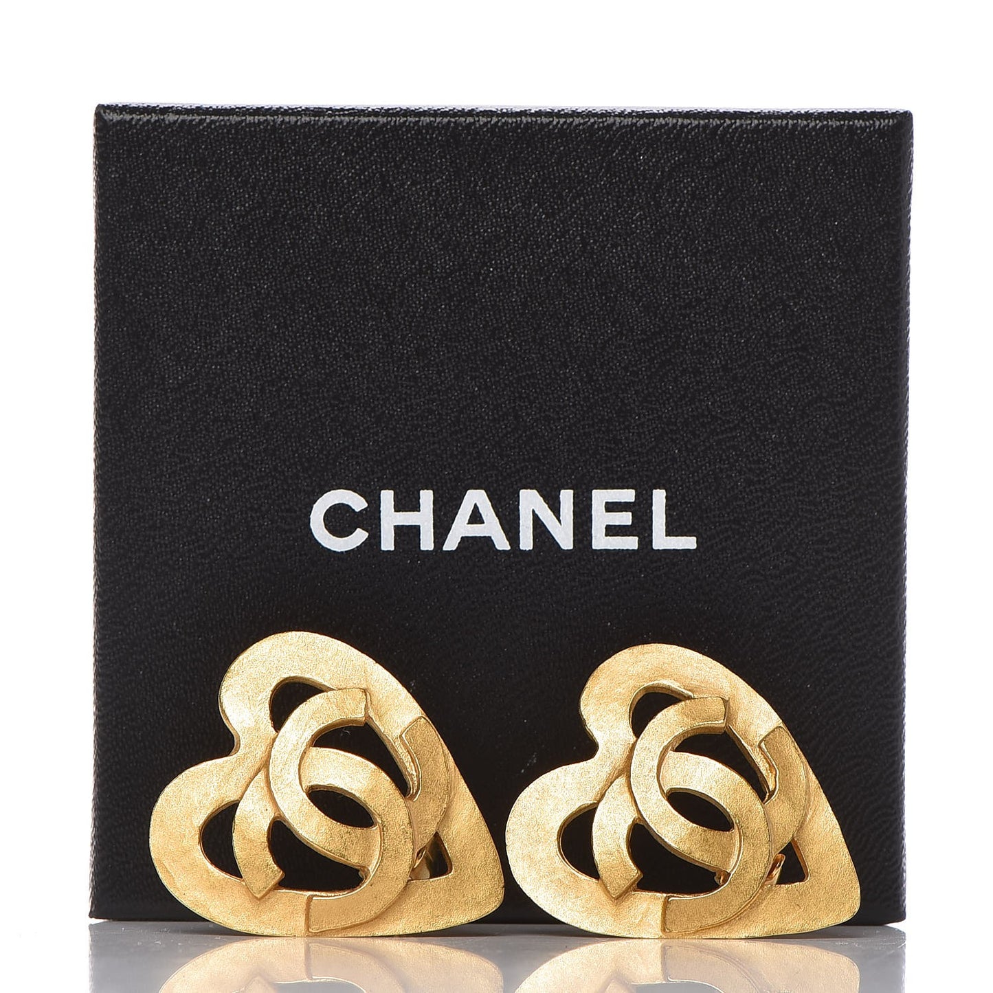 CC Heart Clip On Earrings Gold