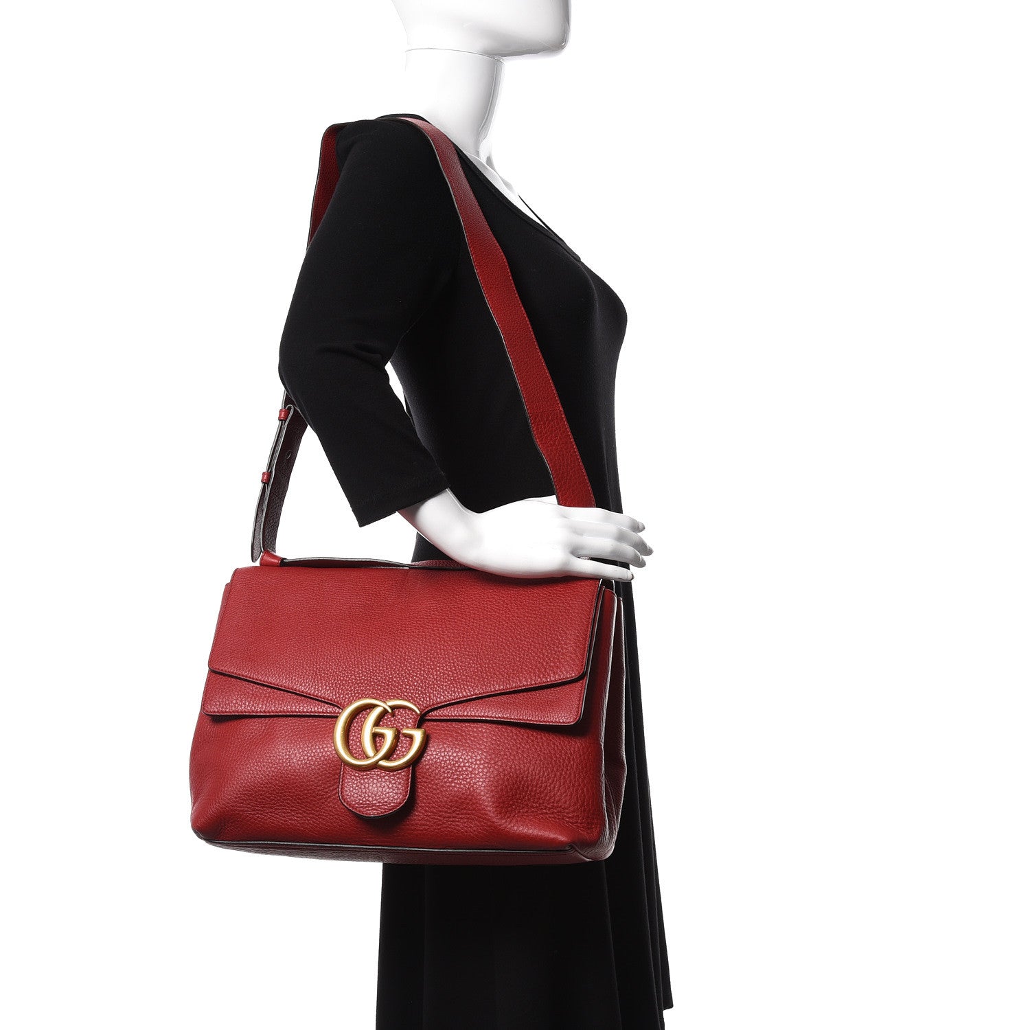 Gucci Cellarius Calfskin Large GG Marmont Shoulder Bag Vulcanic Red 2 of 12