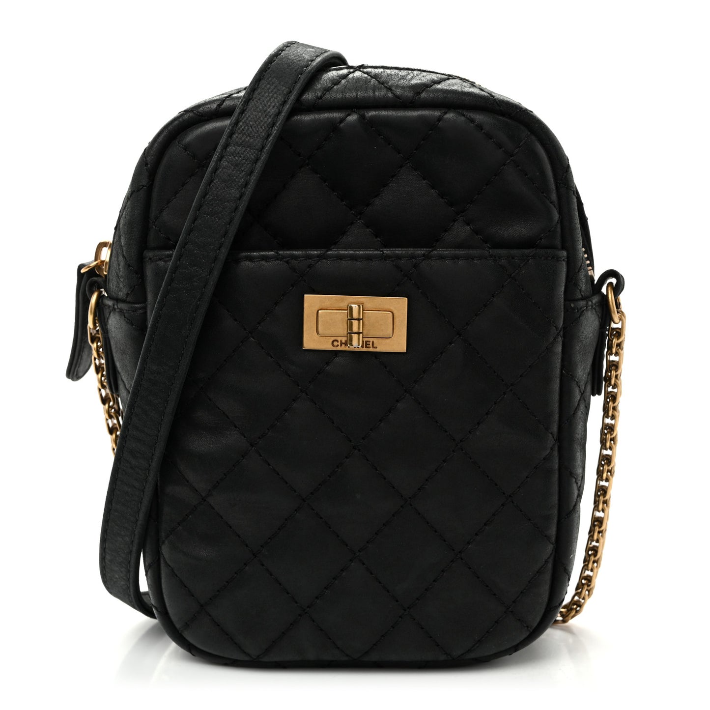 Nubuck Iridescent Calfskin Quilted Reissue Camera Case Black