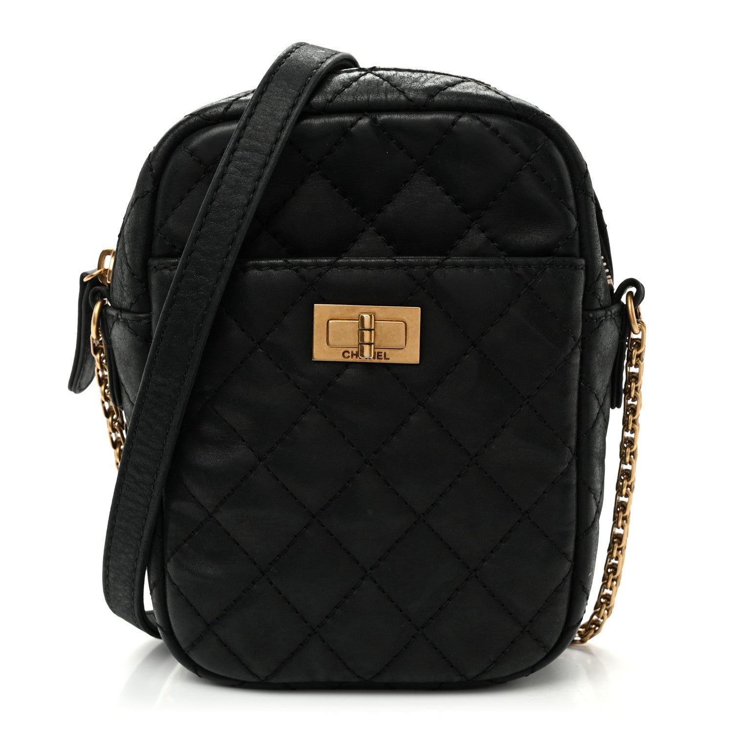Chanel Nubuck Iridescent Calfskin Quilted Reissue Camera Case Black 1 of 12