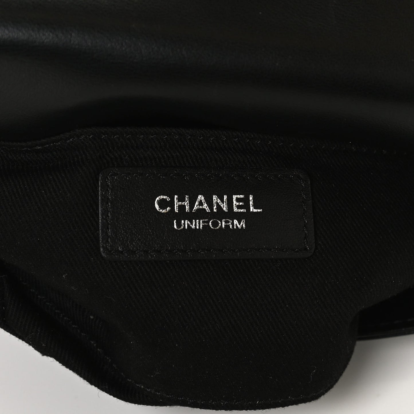 Calfskin Quilted CC Uniform Flap Belt Bag Black