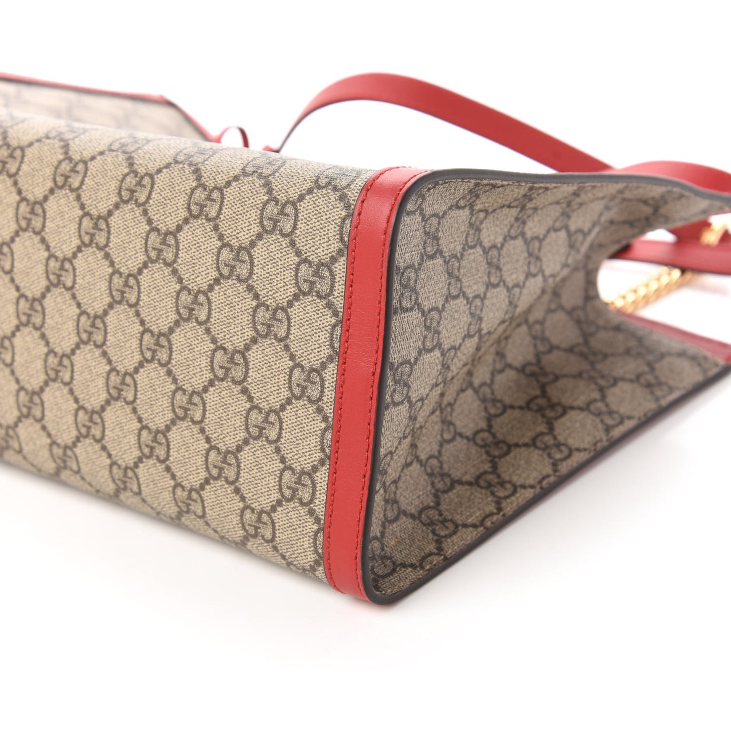 GG Supreme Monogram Medium Padlock Tote Hibiscus Red