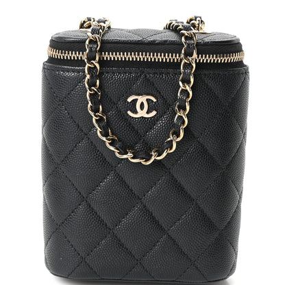 Chanel Caviar Quilted Small Vertical Coco Beauty Vanity Case With Chain Black 8 of 10