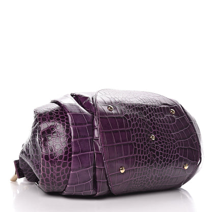 Versace Calfskin Crocodile Embossed Bag Purple 4 of 9