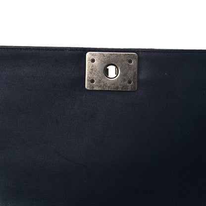 Chanel Velvet Tweed Quilted Medium Boy Flap Dark Navy Blue 16 of 17