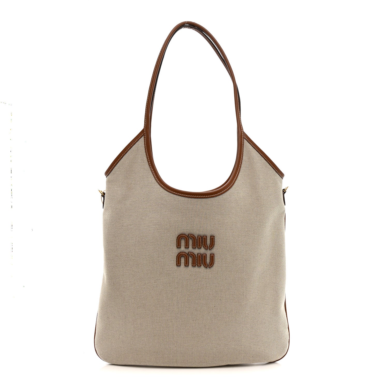 Miu Miu Canvas Ivy Beige Brandy 1 of 9