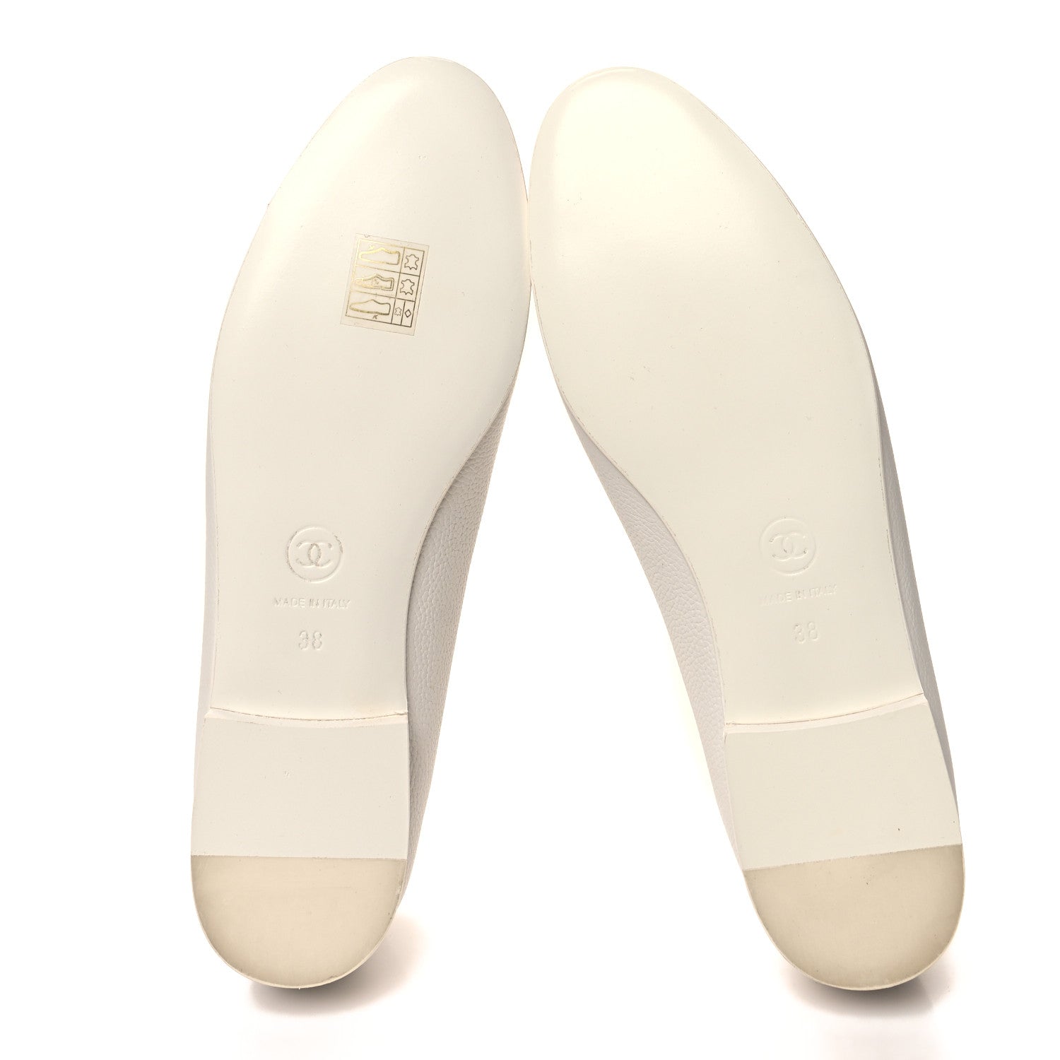 Chanel Calfskin Patent CC Cap Toe Ballerina Flats 38 White Red 5 of 9