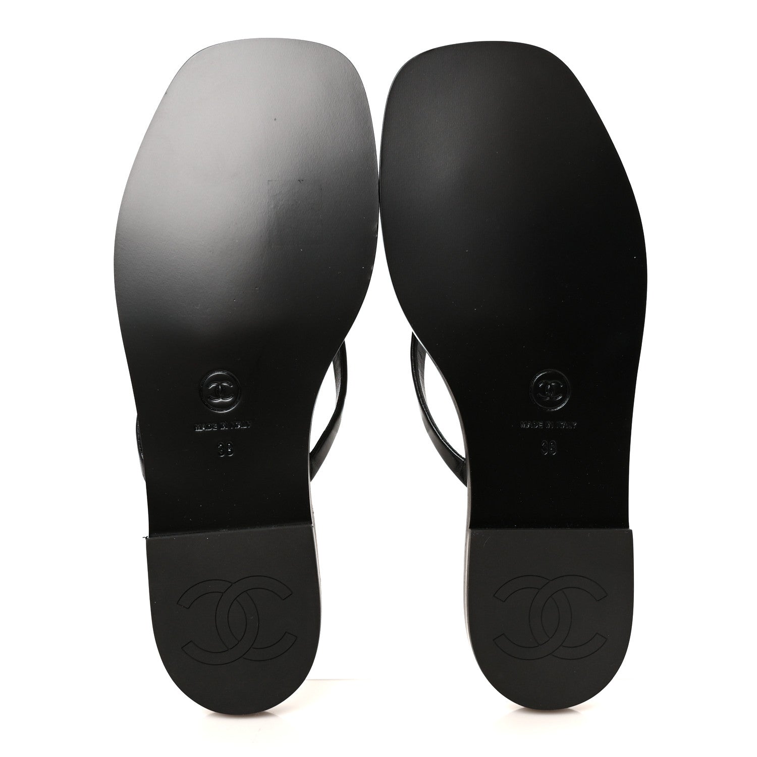 Chanel Goatskin CC Times Square Thong Sandals 38 Black 6 of 10