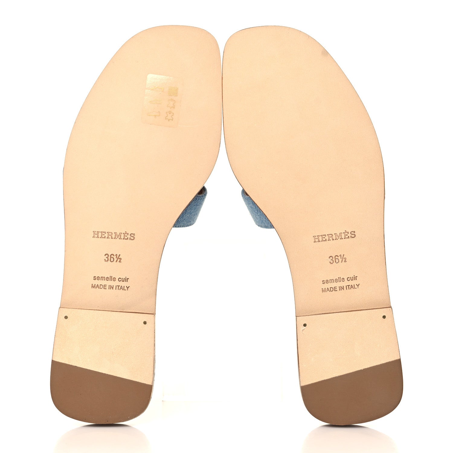 Hermes Denim Canvas Oran Sandals 36.5 Bleu Clair 5 of 9