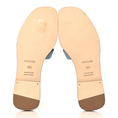 Hermes Denim Canvas Oran Sandals 36.5 Bleu Clair 5 of 9