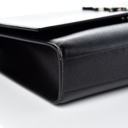 Saint Laurent Grain De Poudre Large Classic Monogram Kate Satchel Black 6 of 9