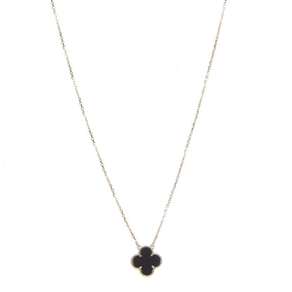 Van Cleef & Arpels 18K Yellow Gold Black Onyx Vintage Alhambra Pendant Necklace 1 of 9
