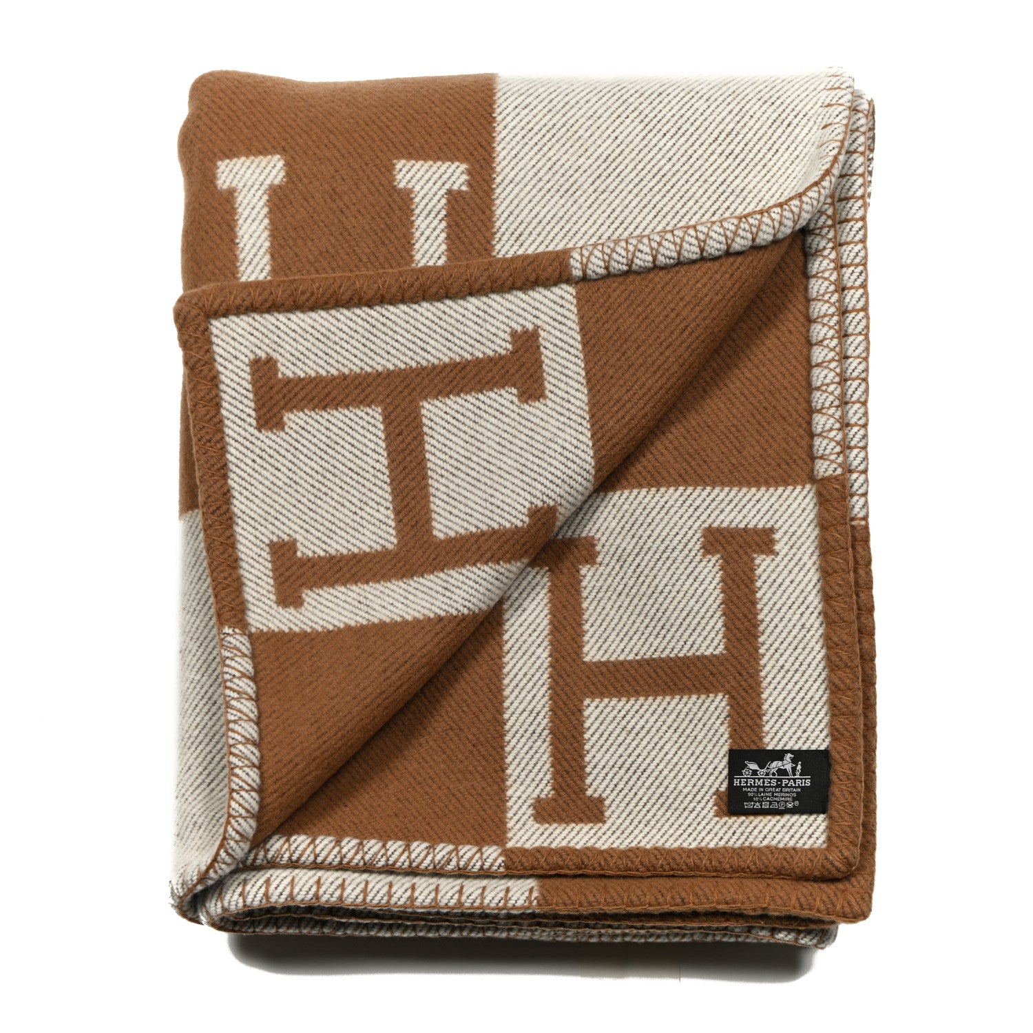Hermes Wool Cashmere Avalon Blanket Ecru Camel 2 of 3