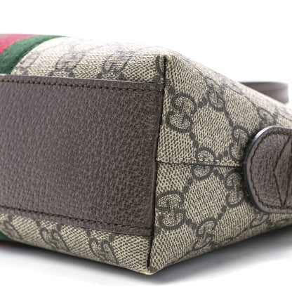 Gucci GG Supreme Monogram Textured Dollar Calfskin Web Small Ophidia Dome Shoulder Bag Beige Ebony New Acero 12 of 13