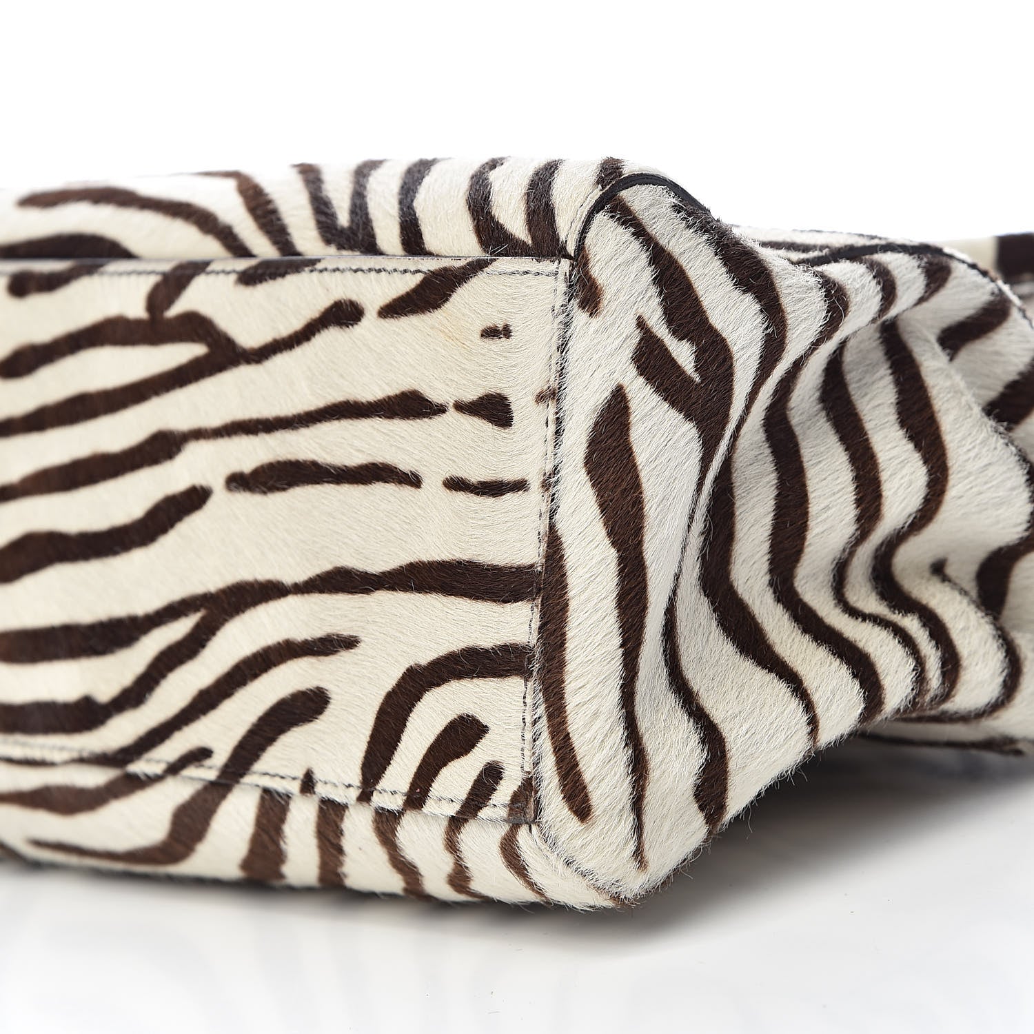 Prada Calf Hair Zebra Print Easy Foldover Pushlock Satchel White Moro 13 of 13