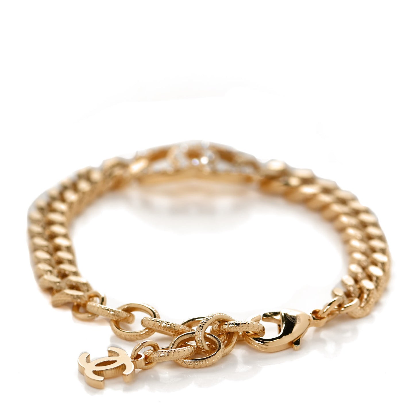 Crystal CC Chain Link Bracelet Gold