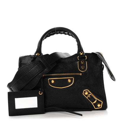 Balenciaga Chevre Gold Metallic Edge Hardware Mini City Black 3 of 11