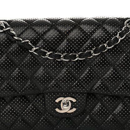 Chanel Lambskin Perforated Medium Double Flap Black 8 of 12