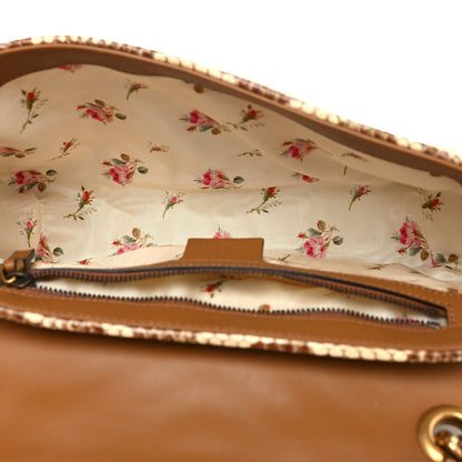 Gucci Raffia Elaphe Matelasse Small GG Marmont Shoulder Bag Natural Cream Brown 5 of 10