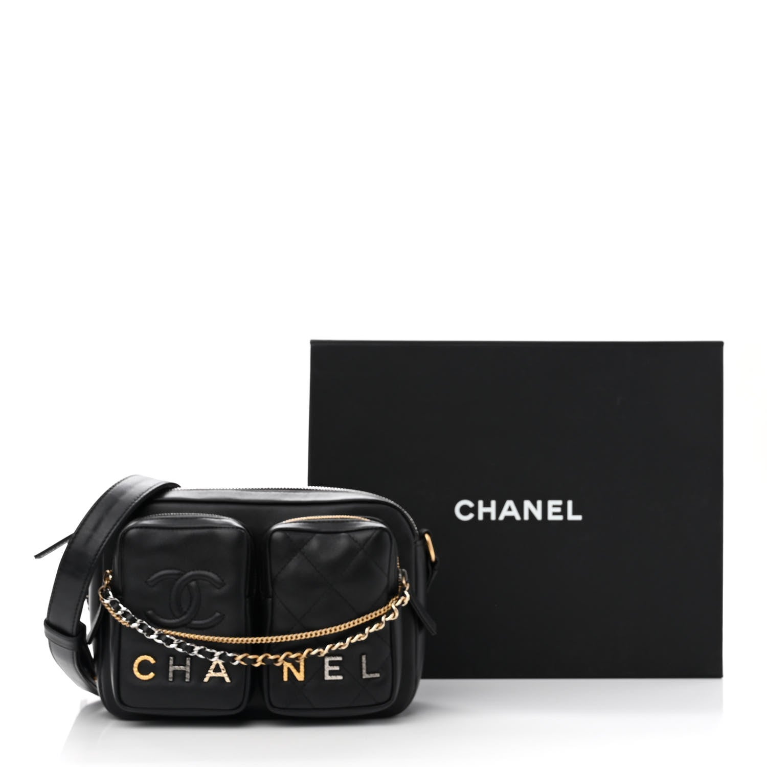 Chanel Calfskin Quilted Small Camera Case Black 12 of 12