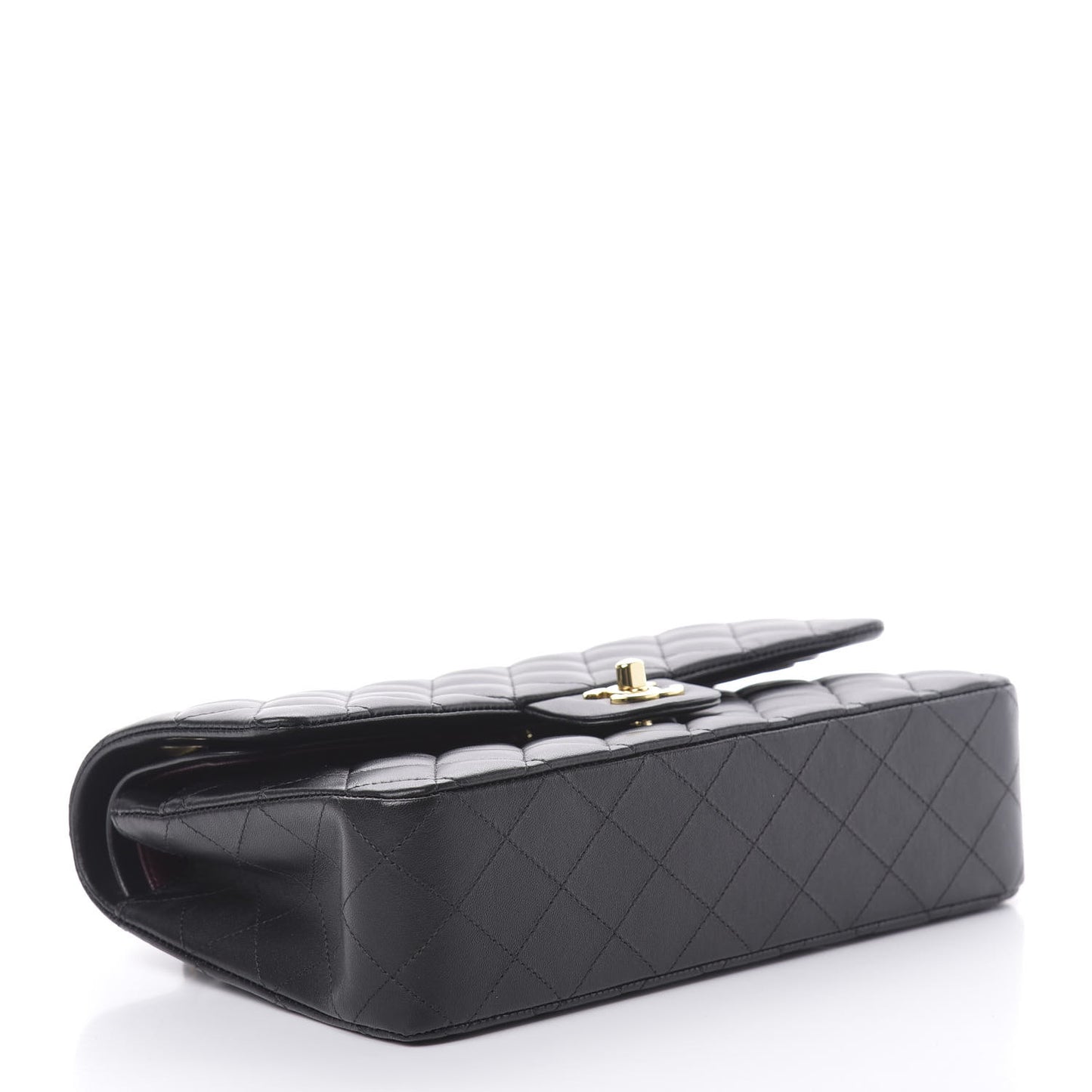 Lambskin Quilted Medium Double Flap Black