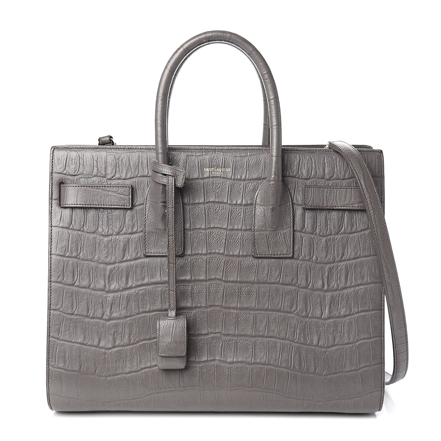 Calfskin Crocodile Embossed Small Sac De Jour Fog