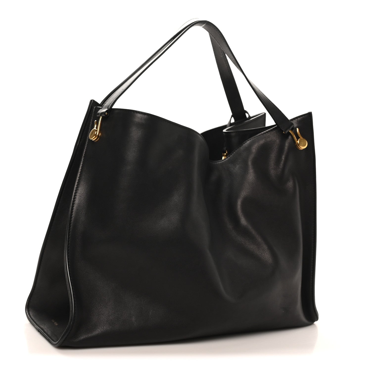 The Row Polished Saddle Calfskin Alexia Bag Black 4 of 10