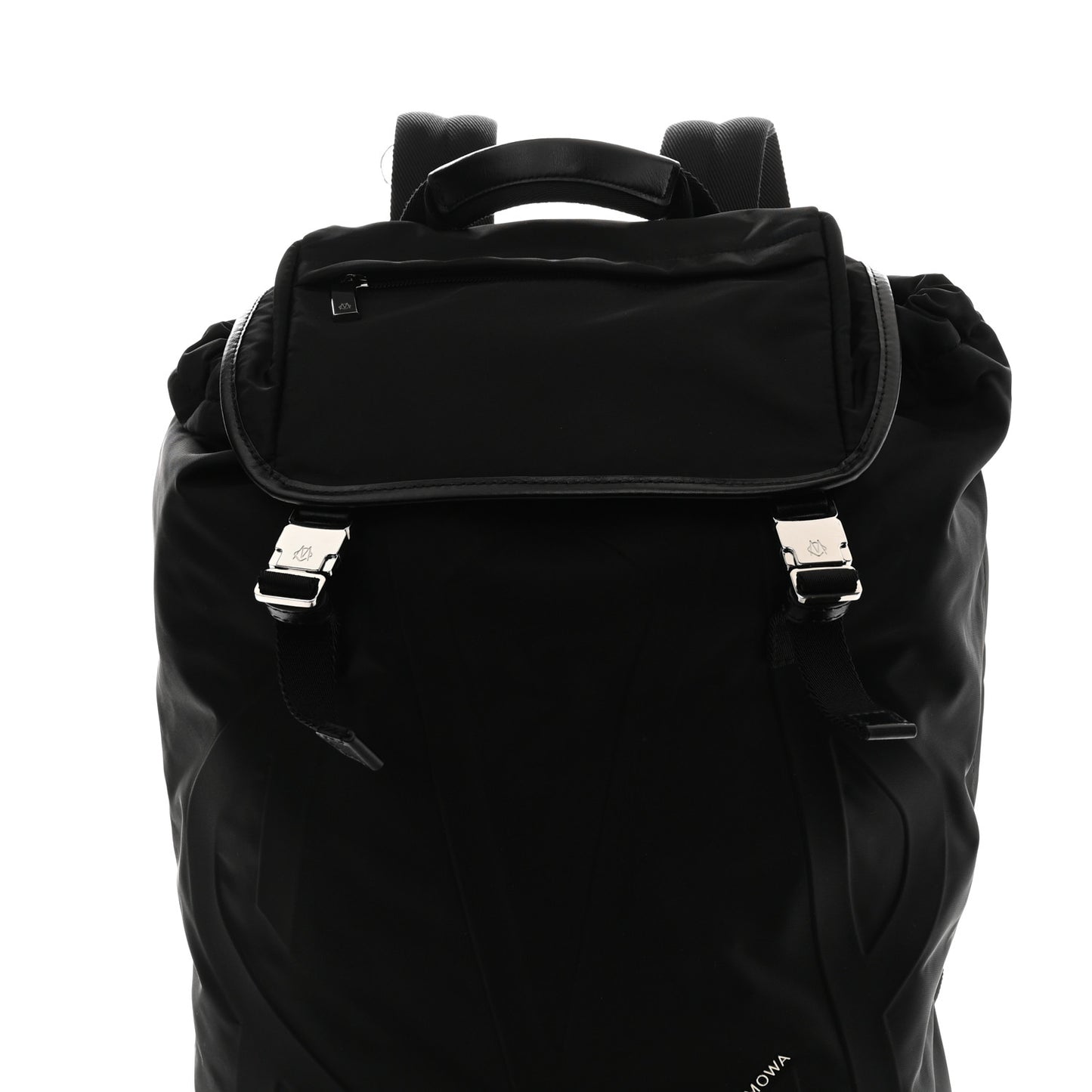 Nylon Calfskin Signature Backpack Black