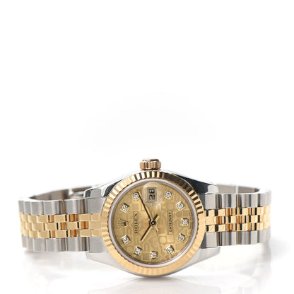 Rolex Stainless Steel 18K Yellow Gold Diamond 26mm Oyster Perpetual Datejust Watch Champagne Jubilee 179173 2 of 5