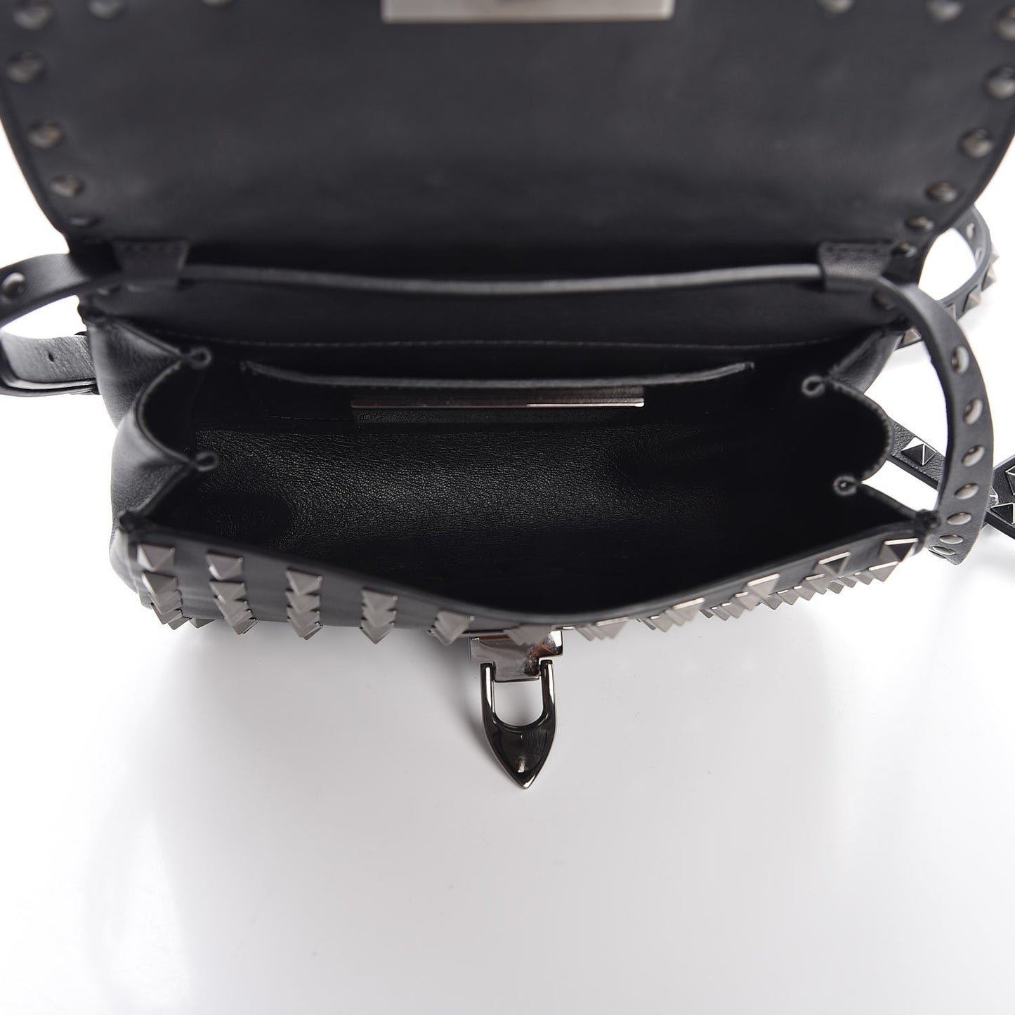 Vitello Mini Rockstud All Over Flap Saddle Crossbody Bag Black