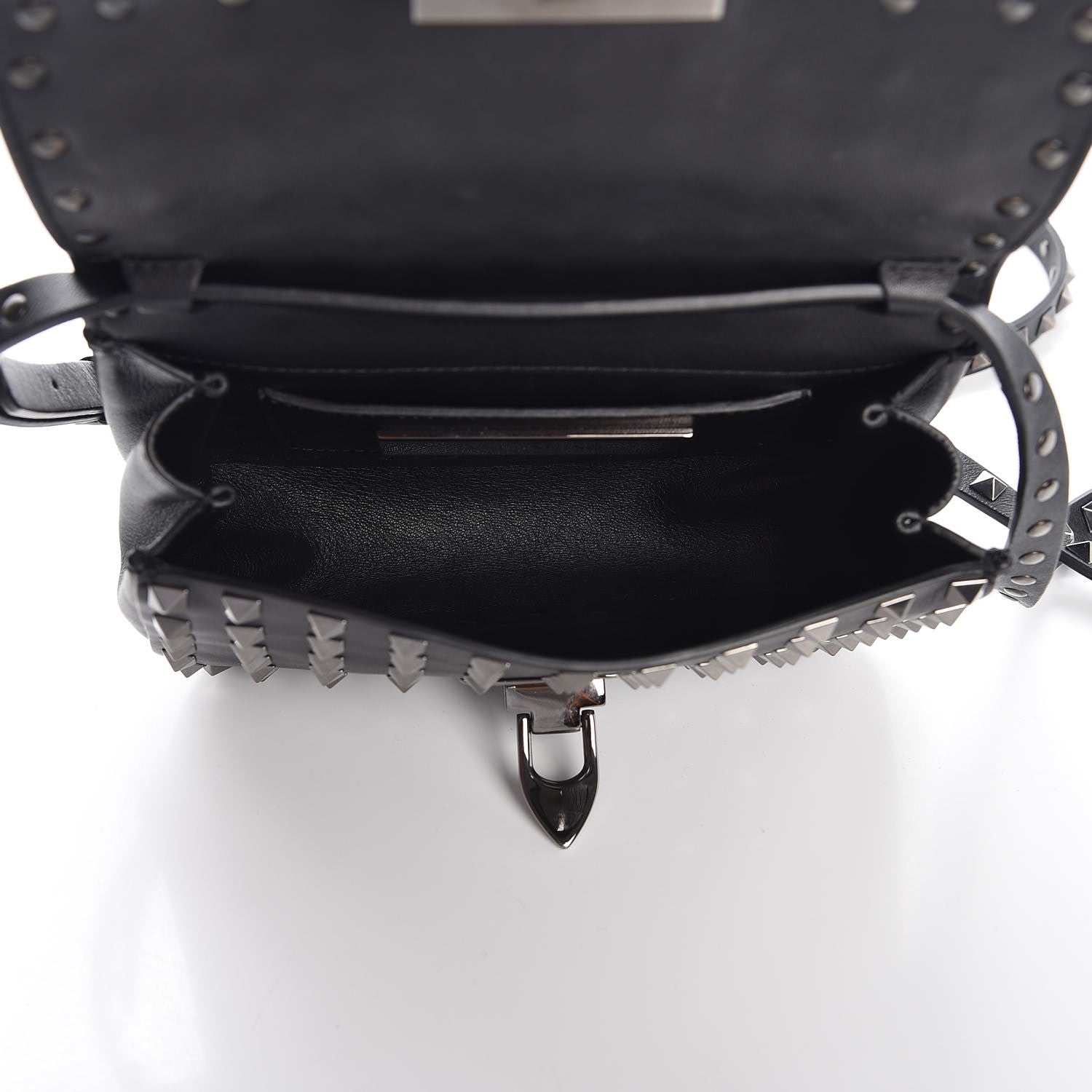 Valentino Garavani Vitello Mini Rockstud All Over Flap Saddle Crossbody Bag Black 5 of 8