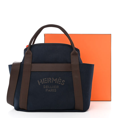 Hermes Toile Sac De Pansage Groom Bleu Navy Feu 13 of 13