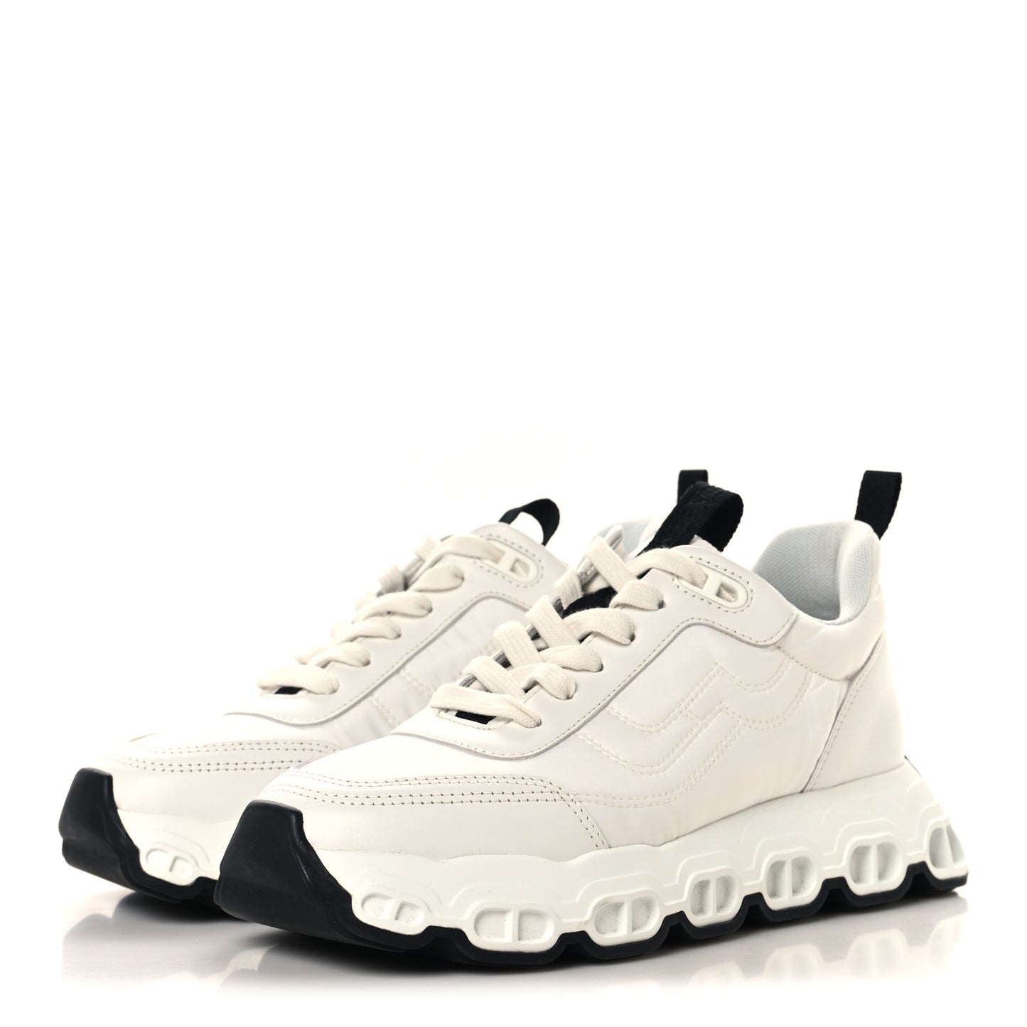 Parachute Fabric Calfskin Impulse Sneakers 36 White