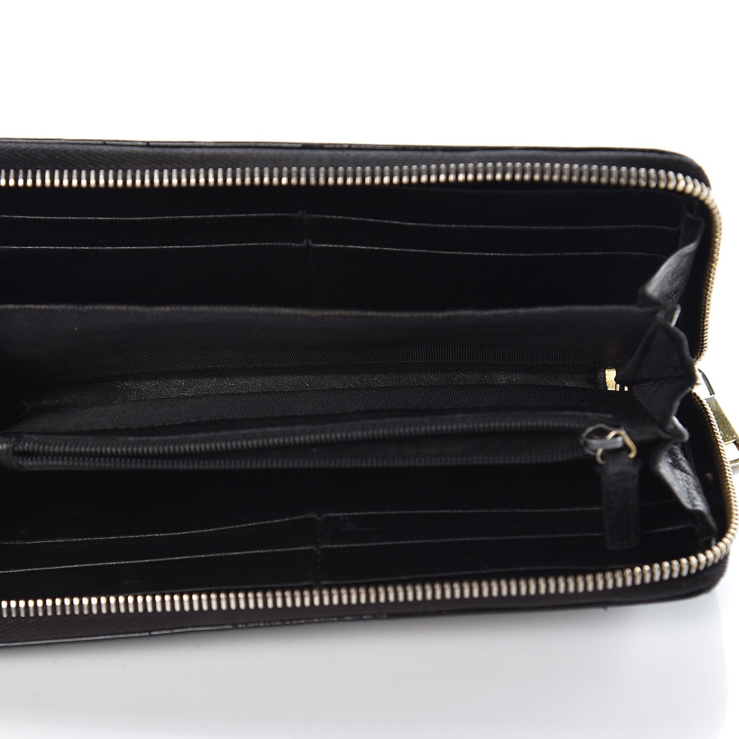 Saint Laurent Patent Y Mail Zip Around Wallet Black 5 of 13