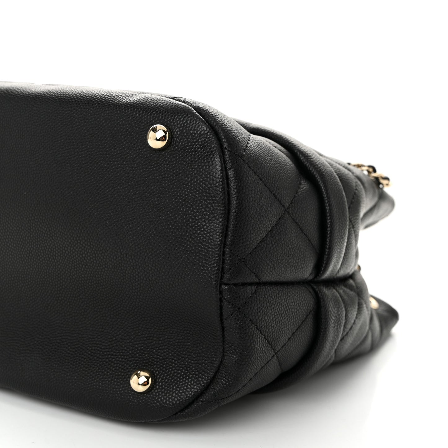 Caviar Quilted Rolled Up Bucket Drawstring Bag Black