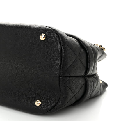 Chanel Caviar Quilted Rolled Up Bucket Drawstring Bag Black 10 of 11