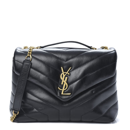 Saint Laurent Calfskin Y Quilted Monogram Small Loulou Chain Satchel Black 1 of 12