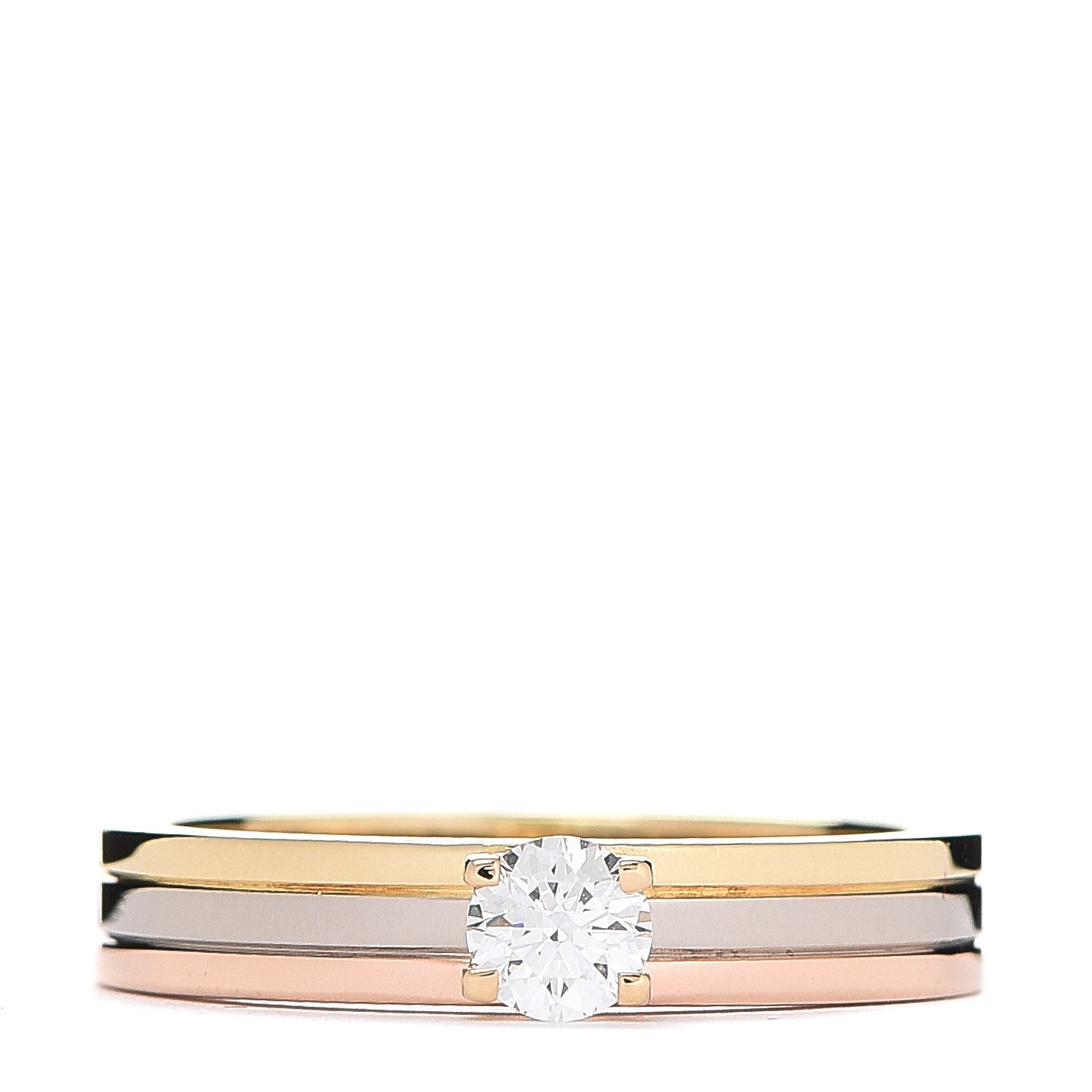 18K Pink Yellow White Gold Diamond .24ct Solitaire Trinity Engagement Ring 53 6.25