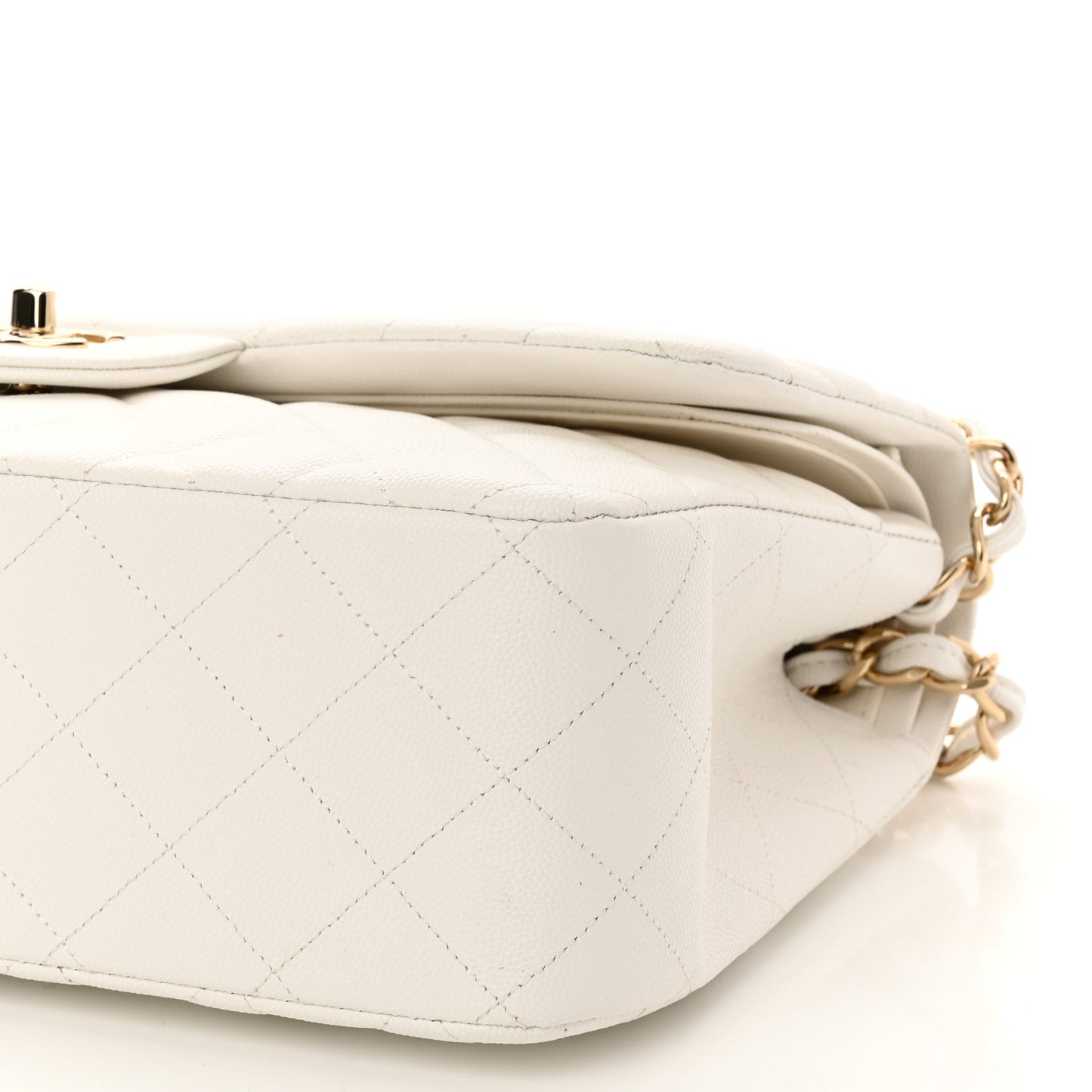 Caviar Quilted Jumbo Double Flap White