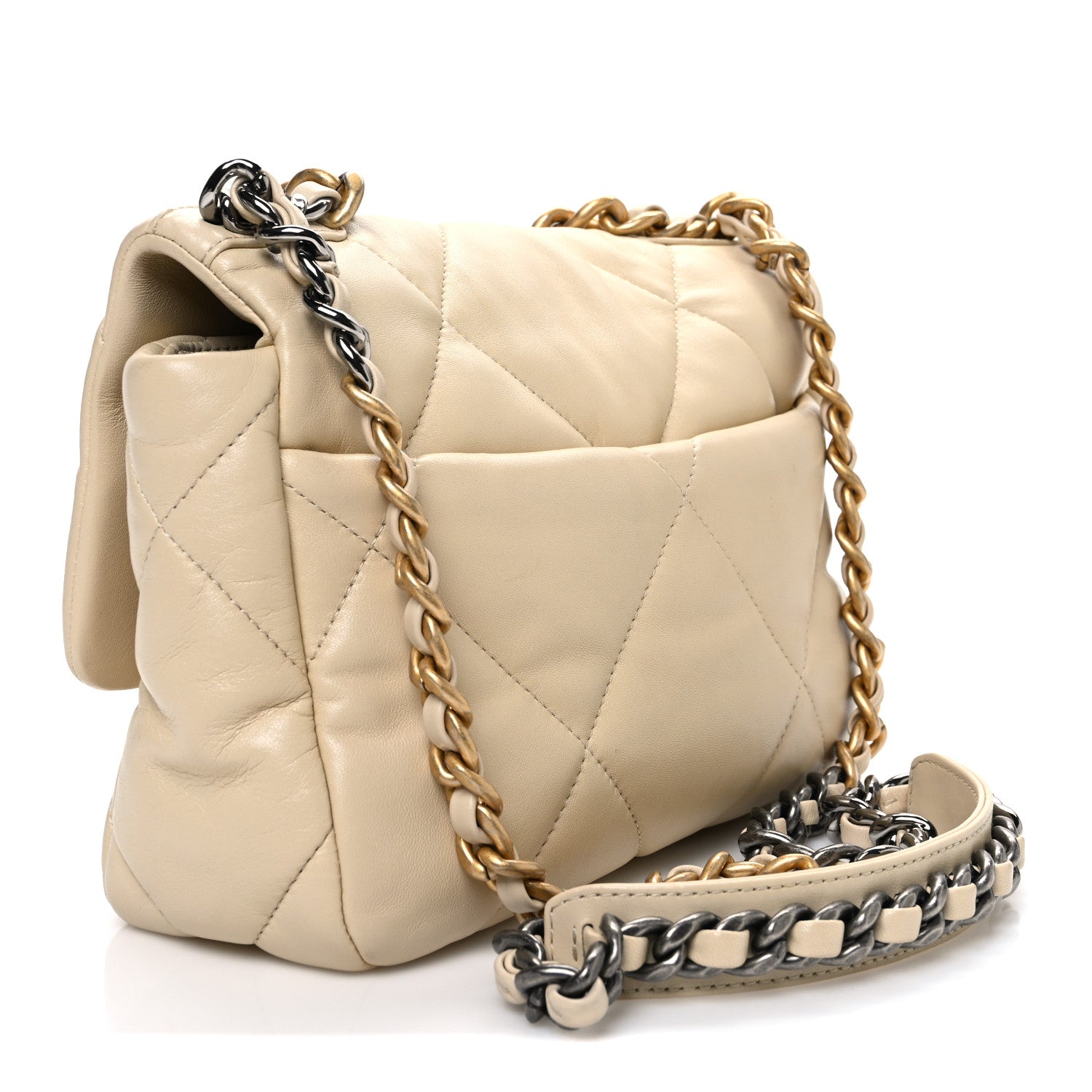 Chanel Lambskin Quilted Medium Chanel 19 Flap Beige 3 of 10