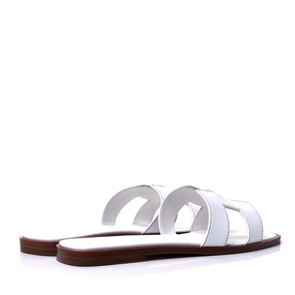 Hermes Box Calfskin Oran Sandals 37.5 White 3 of 10