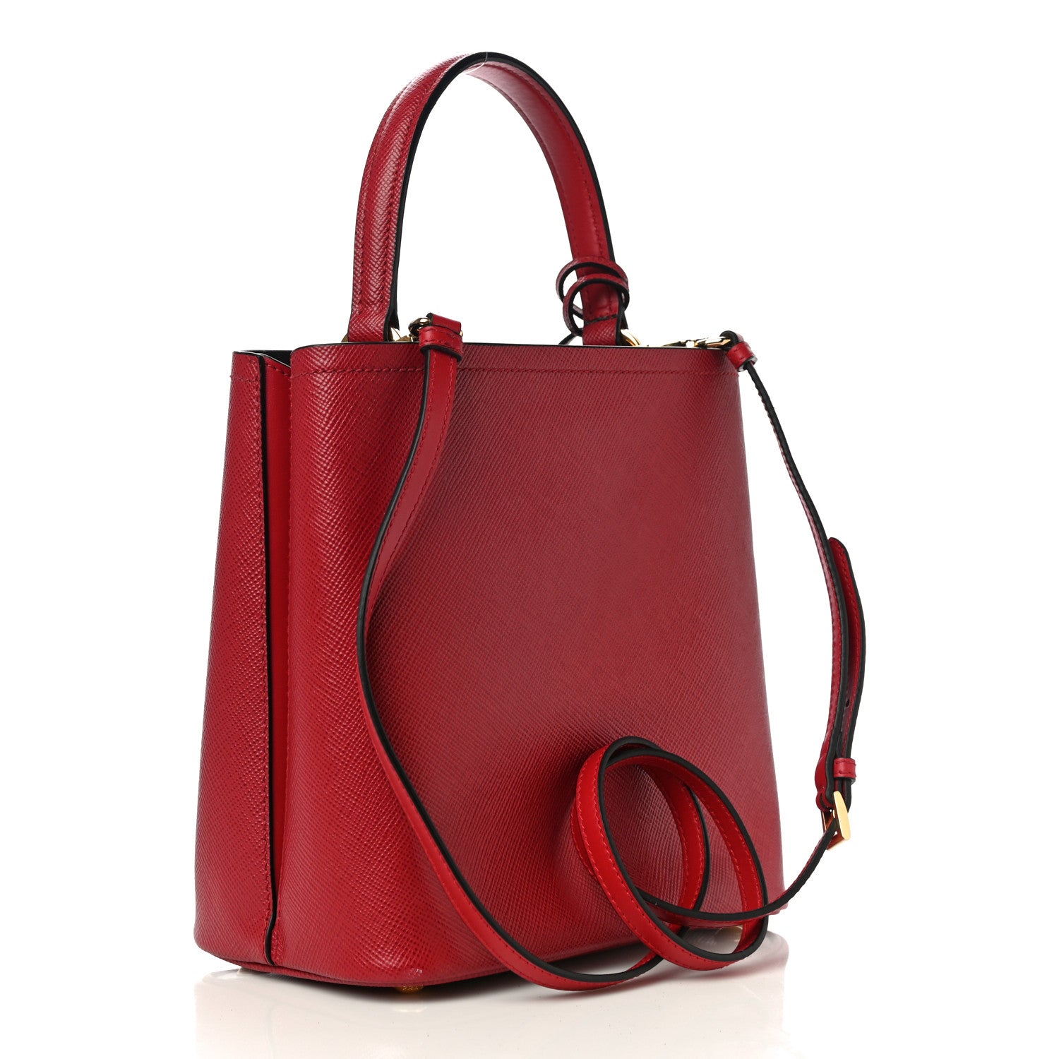 Prada Saffiano Cuir Medium Panier Bucket Bag Fuoco Black 3 of 10